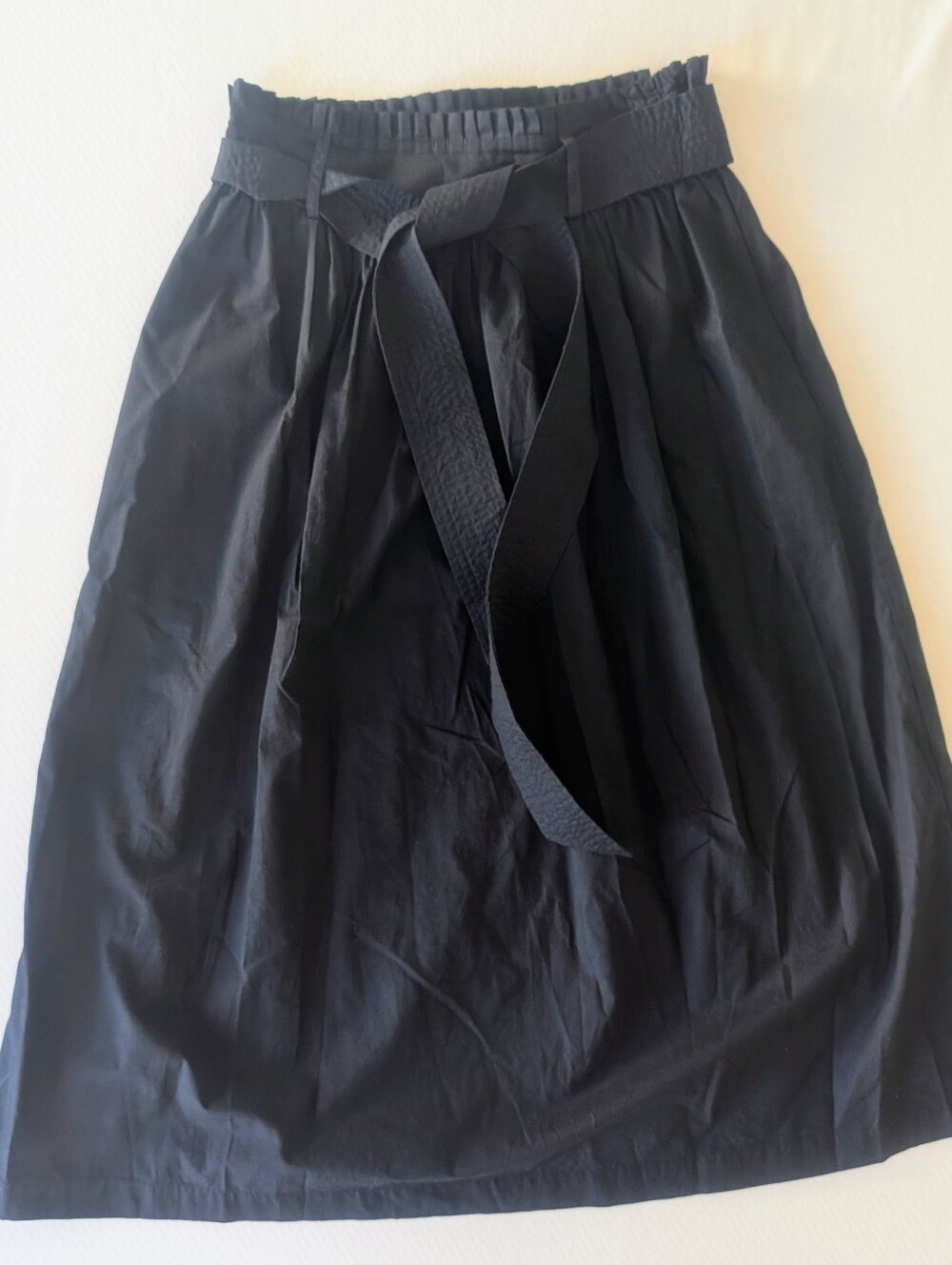 NWT Cleobella Black Tiana Midi Flare Black Skirt XS Organic Cotton Pocket Belt